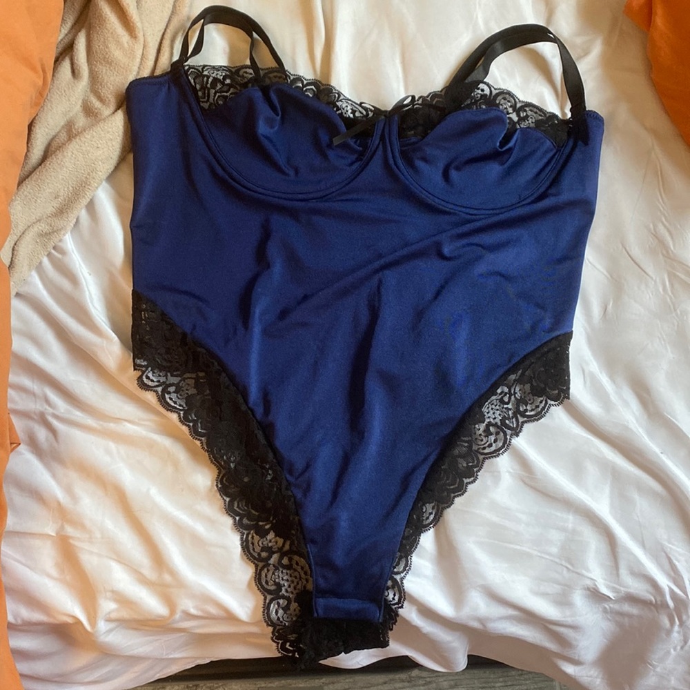 Fashion Nova Blue Teddy Bodysuit